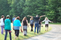 MNM writers are led on a creativity walk by Sue Kenney of Barebottom Shoes