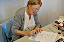 Diannah Benson demonstrates calligraphy
