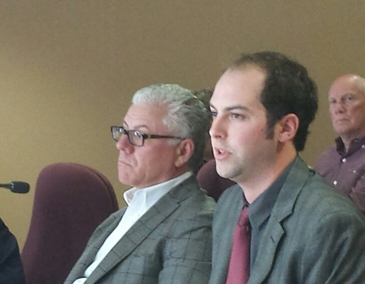 From left, Skyline’s Paul Mondell and Town planner Sean O’Callaghan, at  Huntsville’s planning committee on September 16.