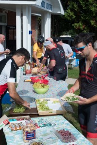 Riders get a healthy lunch during their first rest stop en route to Gravenhurst