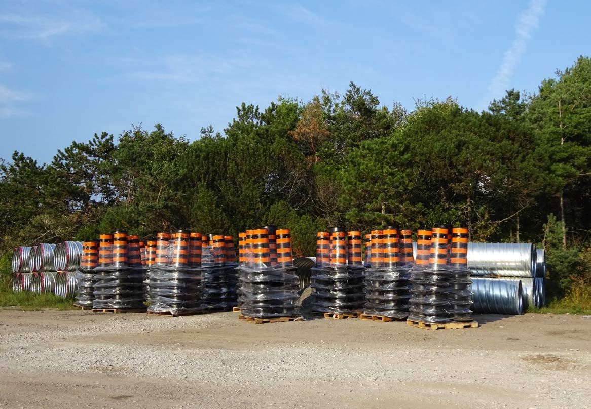 Construction pylons signify improvements being made to Hwy 11.