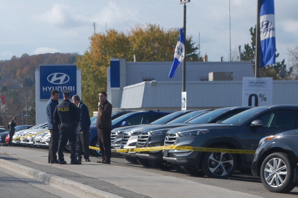 Vehicles at Jason Armstrong's Hyundai of Muskoka were damaged when someone walked across the hoods of the cars