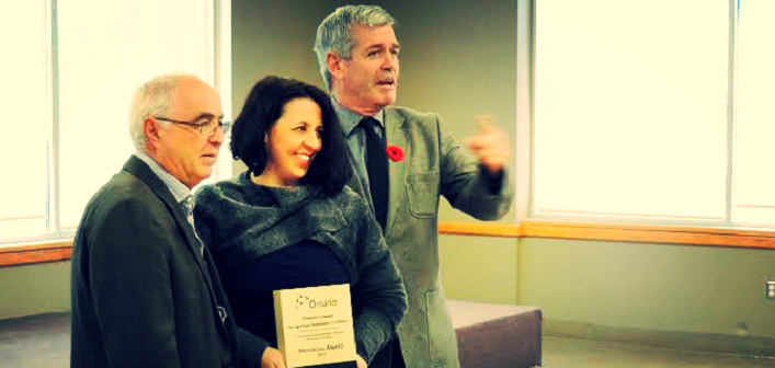 Belly Ice Cream Company owner Shelley Westgarth with MPP Lou Rinaldi and MPP Arthur Potts at the Regional Awards Ceremony in Baltimore, Ontario