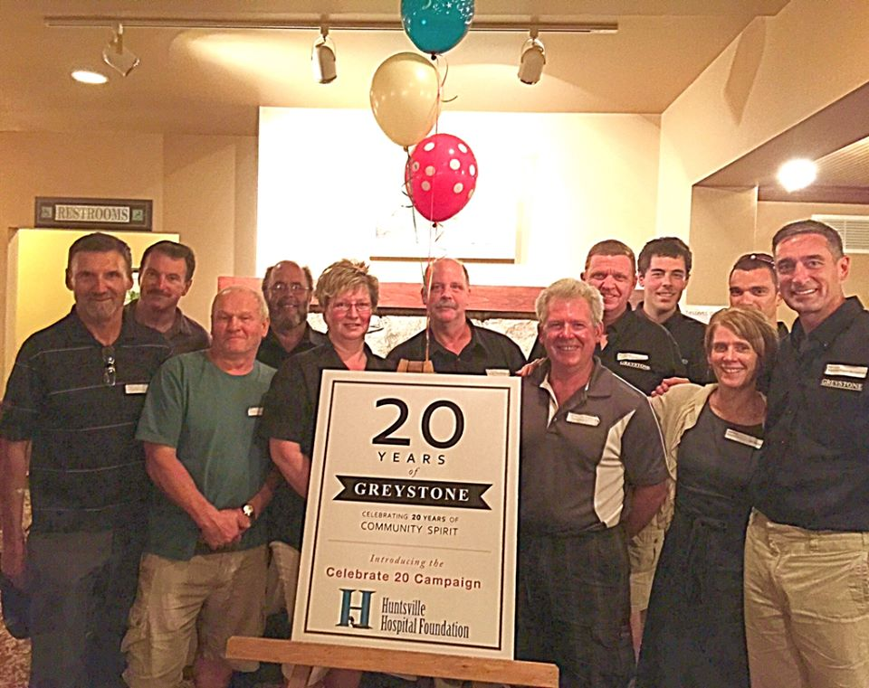 At the Greystone 20th anniversary celebration at Port Cunnington Lodge on September 17, 2015, employees launched a “Celebrate 20” campaign to ask clients and supporters to donate $20 to celebrate Greystone's 20th anniversary and owners Pat and Daphne Dubé’s commitment to HHF. Pat is on the Board of Directors; Daphne is on the gala committee. Pat & Daphne also personally donated $25, 000 in to HHF to celebrate 20 years in the community.