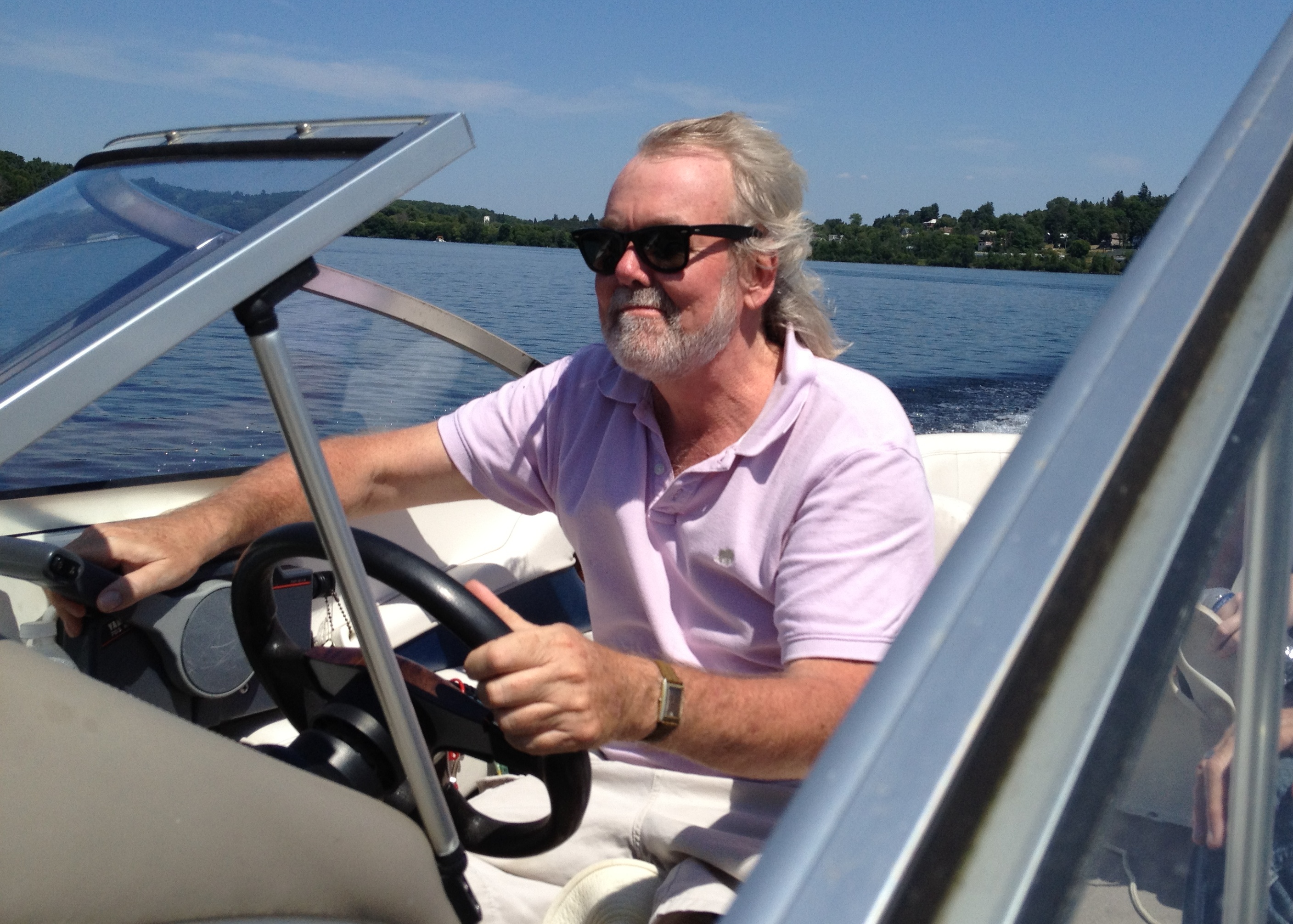 He believed that work, and particularly radio, should be fun. Karen Broad said one day he showed up in his boat at the dock outside of the radio station on a sunny Friday and the staff all went out for a boat ride together. (Photo courtesy of Karen Broad)