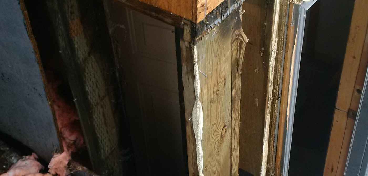 Fire damage header