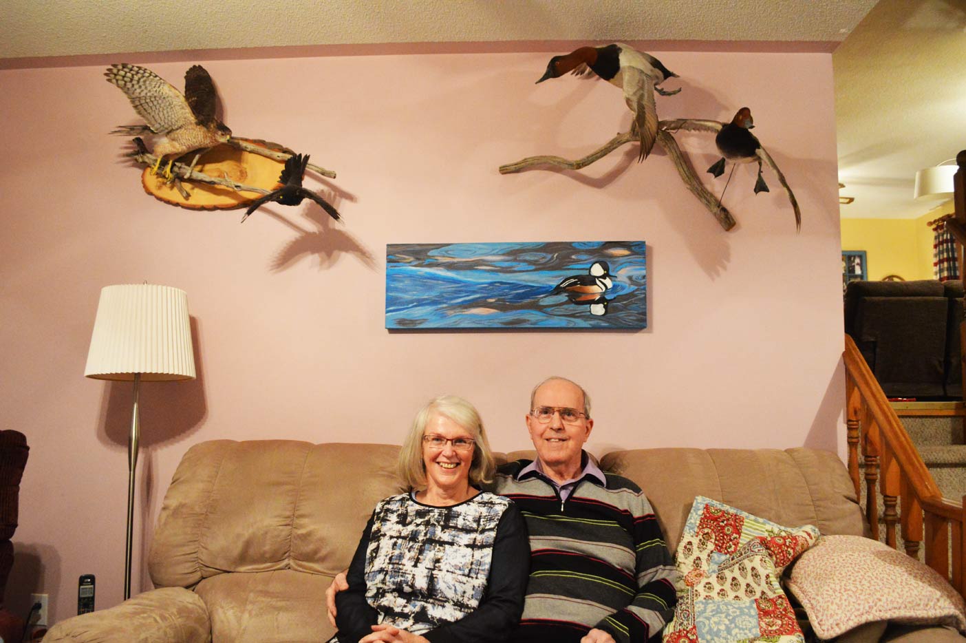 The Morrison house is filled with personal touches. Ken's mountings and Betty's paintings complement each other in a beautiful way.