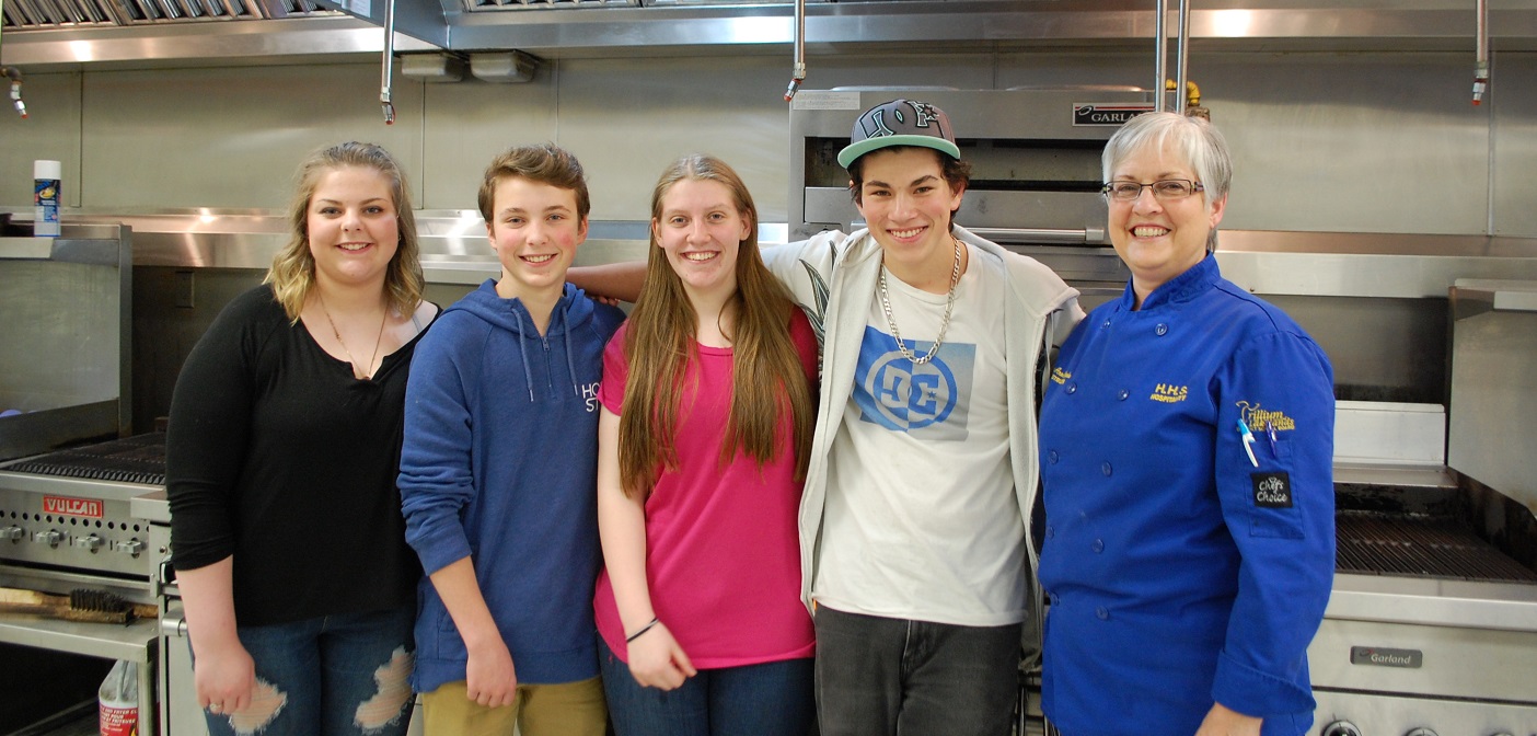 From left, Sheridan Wells, Ben Shakespeare, Jessica Fraser, Alex Young, and teacher LeaAnne Zielonko