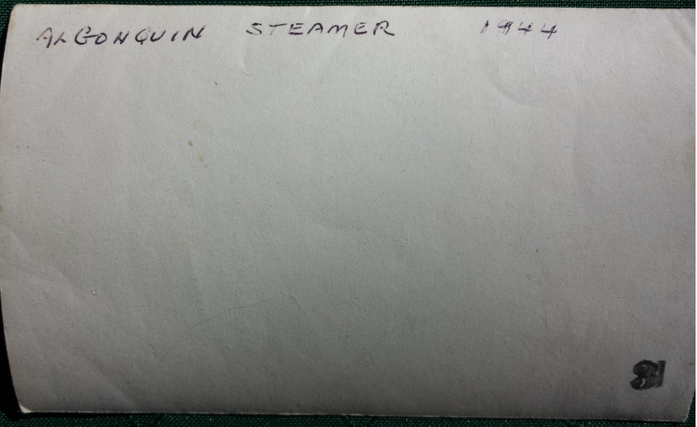According to the back of the photo, this image of the steamship Algonquin was taken in 1944