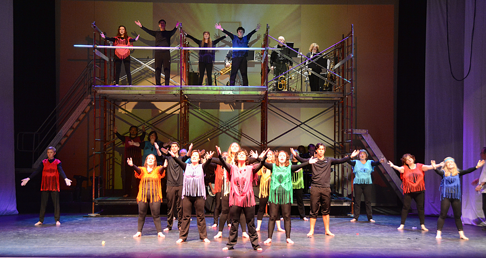 TEN!'s adult ensemble in a scene from Jesus Christ Superstar. Photo: HFA