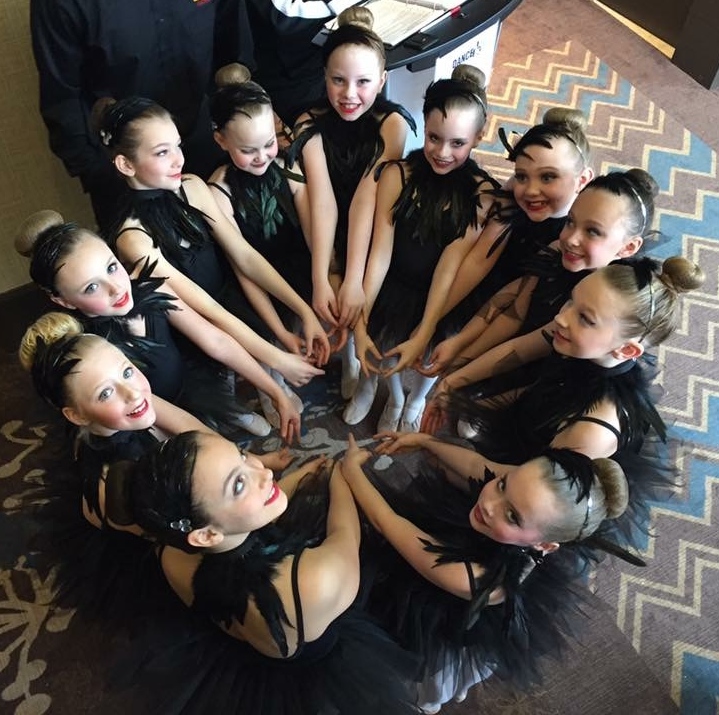 The Junior Ballet company, (clockwise from bottom left) Shea Cooper, Mackenzie Ritchie, Emma McLellan, Kaitlyn Watson, Allie Peace, Kailey May, Brenna Smith, Maiya Nadrofsky, Bella Main, Emma Harvey, and Kira Smith, performed “Flying South” 