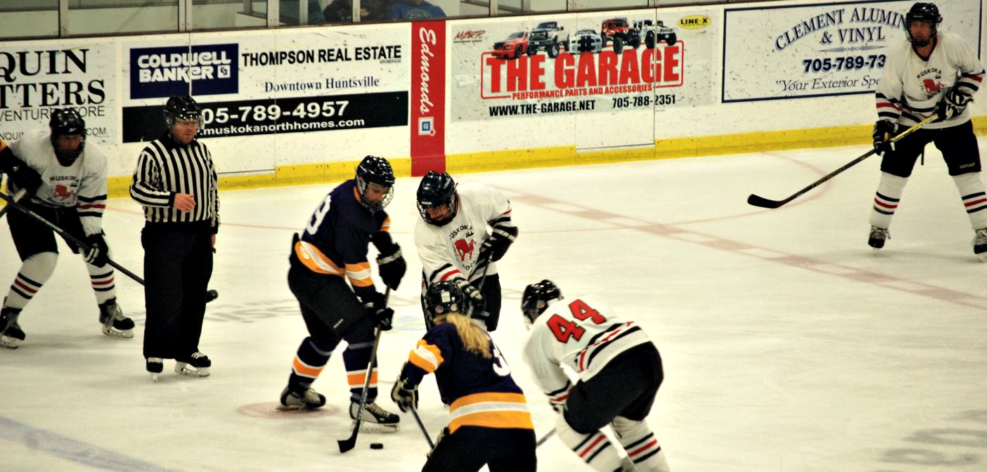 Muskoka Docks (white jerseys) vs the Terrortomas at the Don Lough Arena
