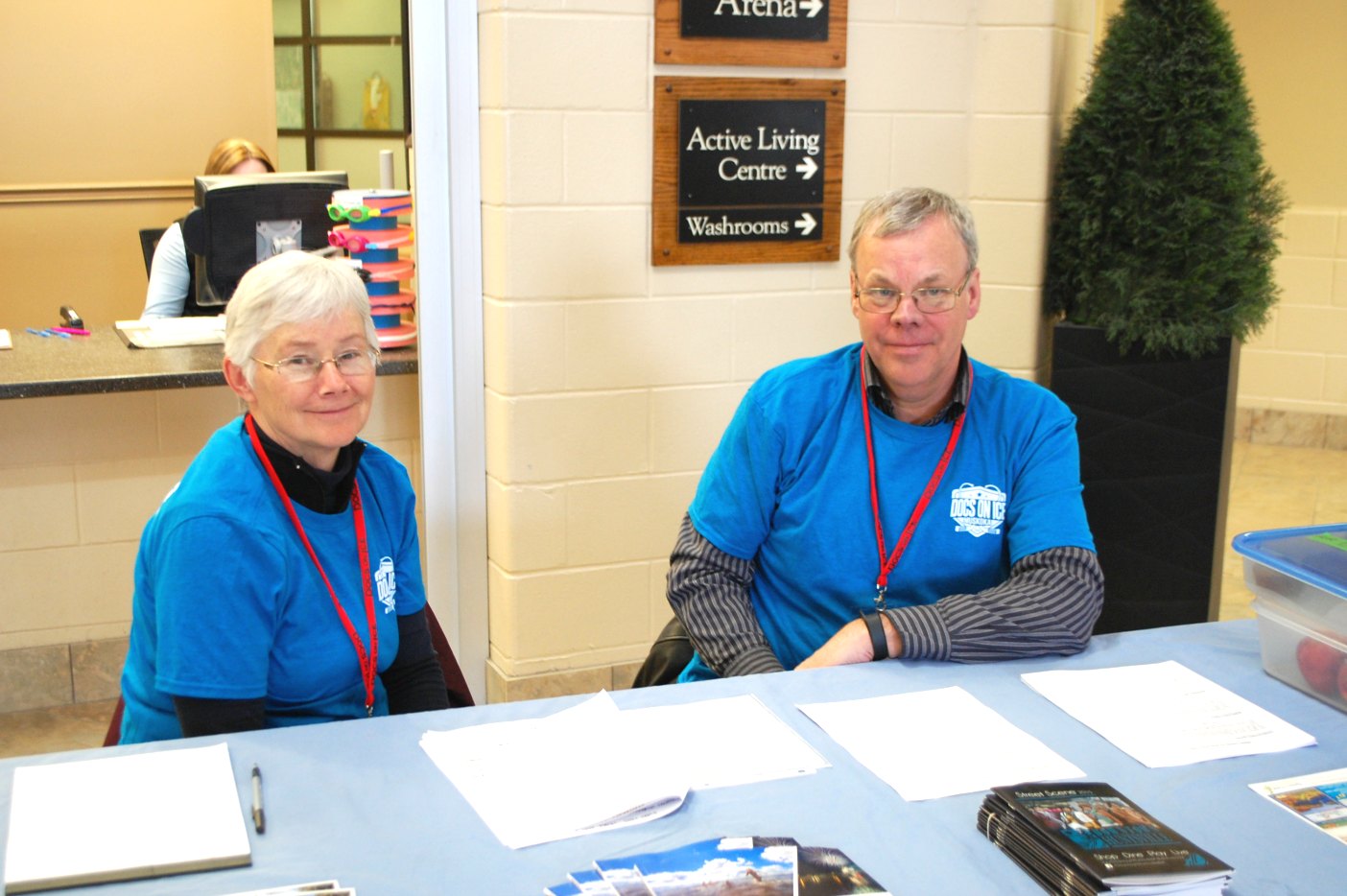 Tina Prietz and Doug Jemmett greet players at the Canada Summit Centre