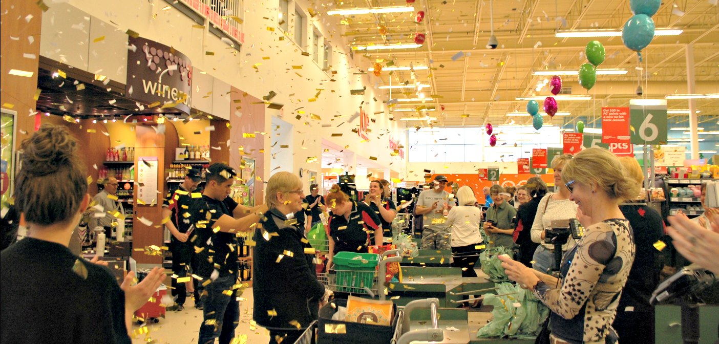 Lucky customers at Robinson’s Your Independent Grocers won free groceries as part of the store’s 20th anniversary celebration