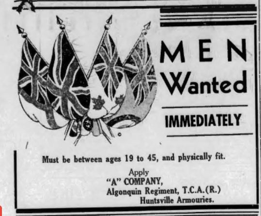 Men Wanted ad in the Huntsville Forester, April 10, 1941