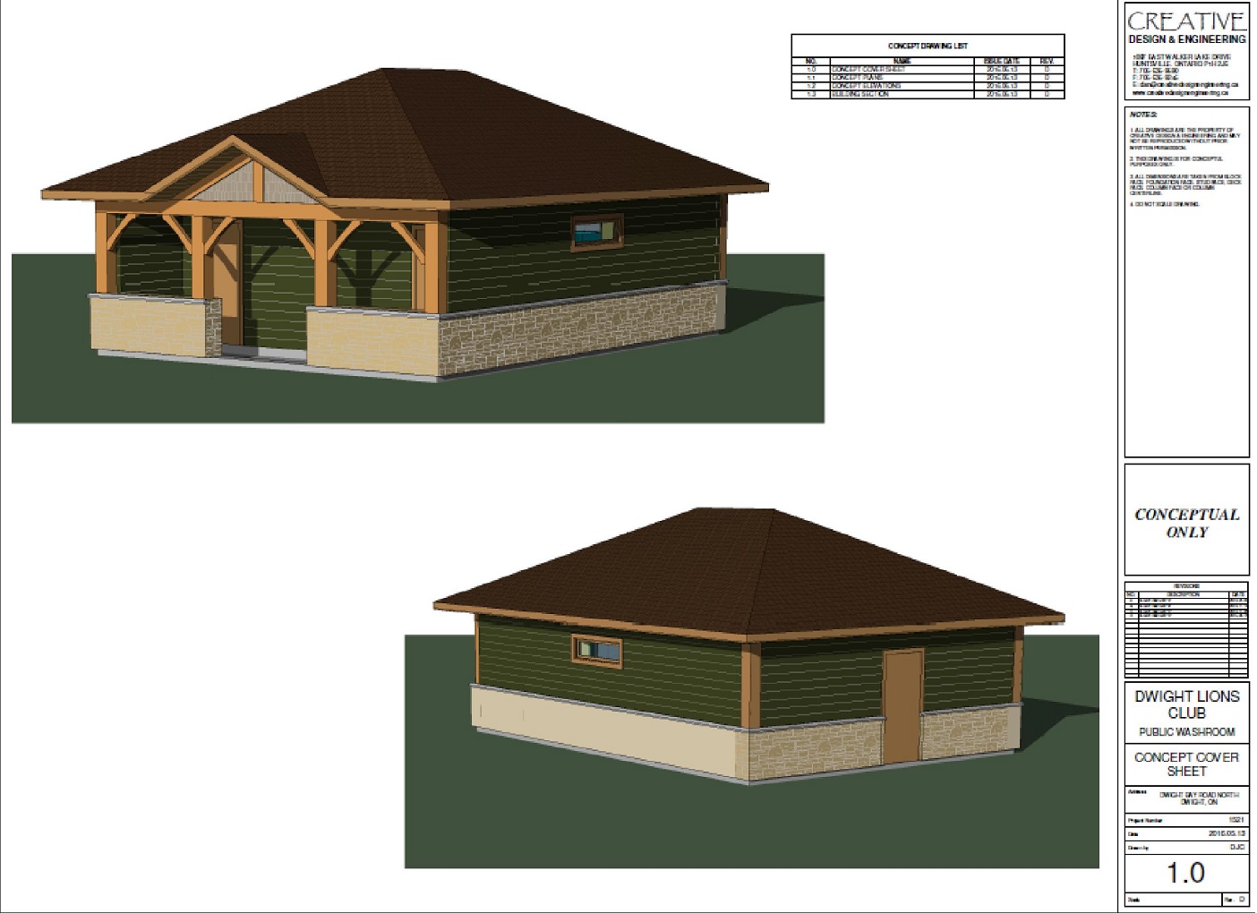 Conceptual drawings of the Dwight Beach public washroom/change room building
