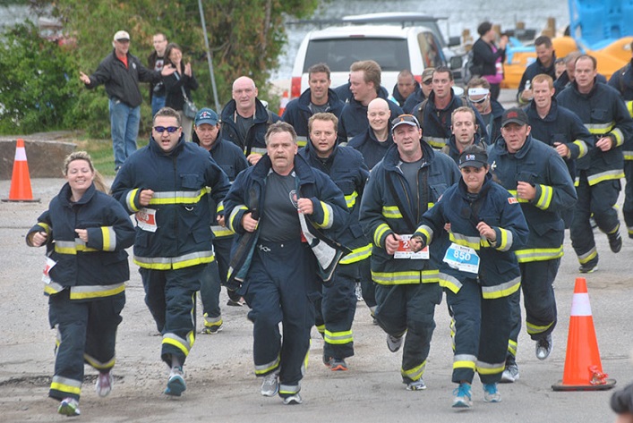 How far can you make them run? The firefighters will go 1K for every $1K raised - so far they'll be stopping at the 8K mark in 2016. 