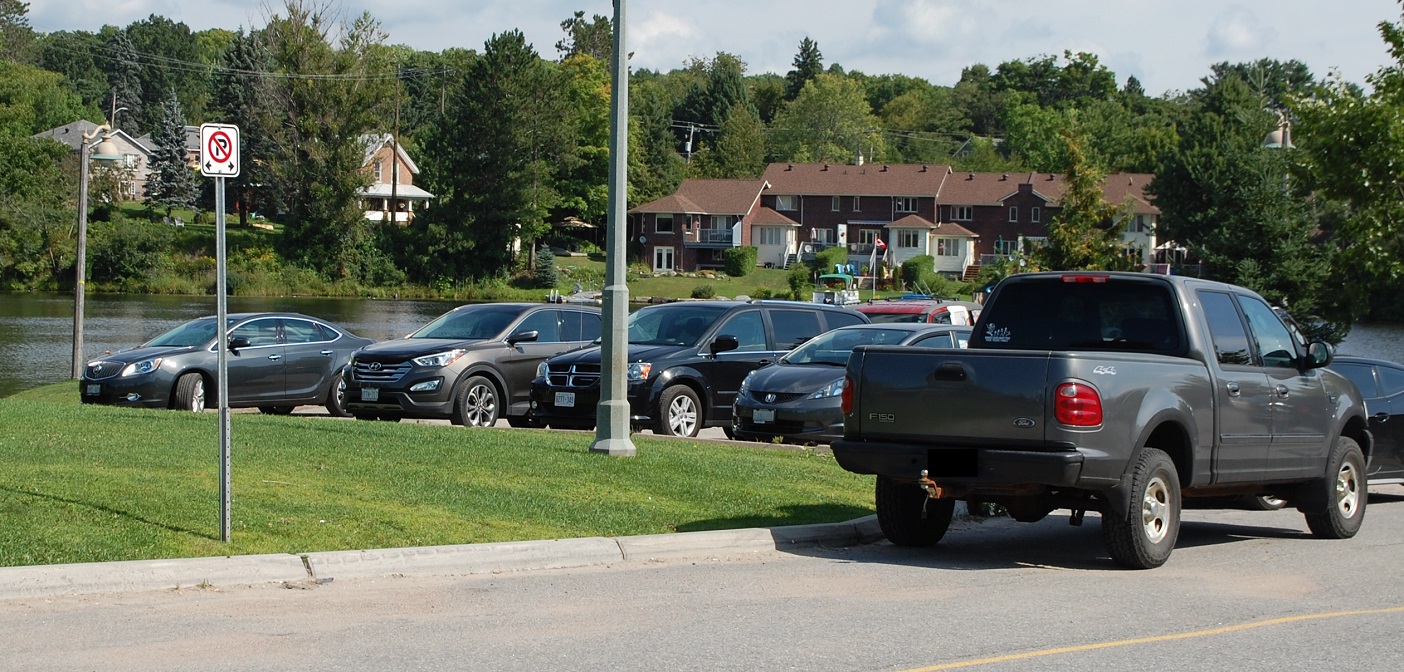 No parking signs along Dara Howell Way next to River Mill Park are often ignored by drivers