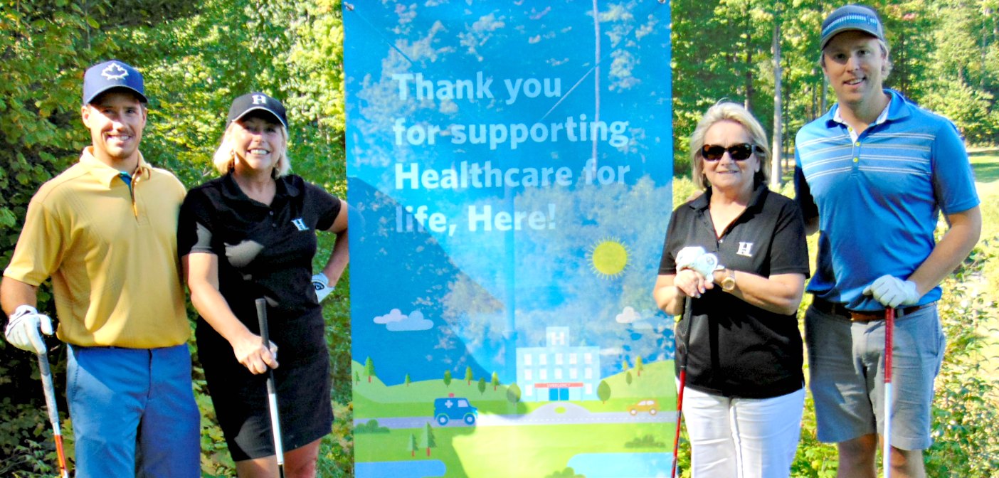 (From left) L.J. Gagnon, Katherine Craine (Executive Director of Huntsville Hospital Foundation), Cathy McMurray and Adam McClure at the Mayor’s Golf Tournament
