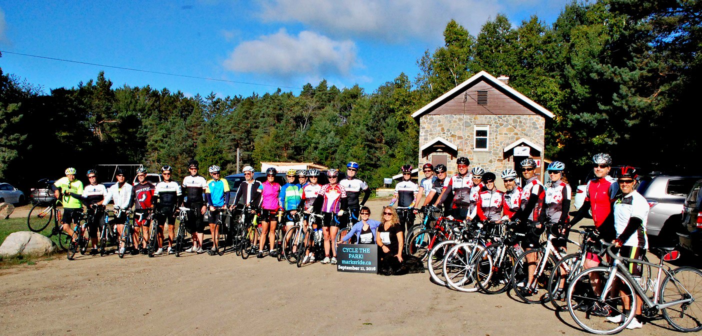 The first group of riders get ready to head into Algonquin Park for Mark’s Ride 2016