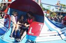 Tammy, Bella, Brooklyn and Sage Martin on the Tilt-a-Whirl