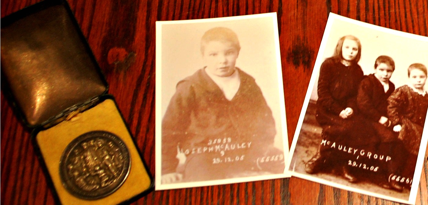 Joseph McAuley, in the middle picture, was a British Home Child (Photo courtesy of Karen McAuley-Smith from a Barnardo’s file)