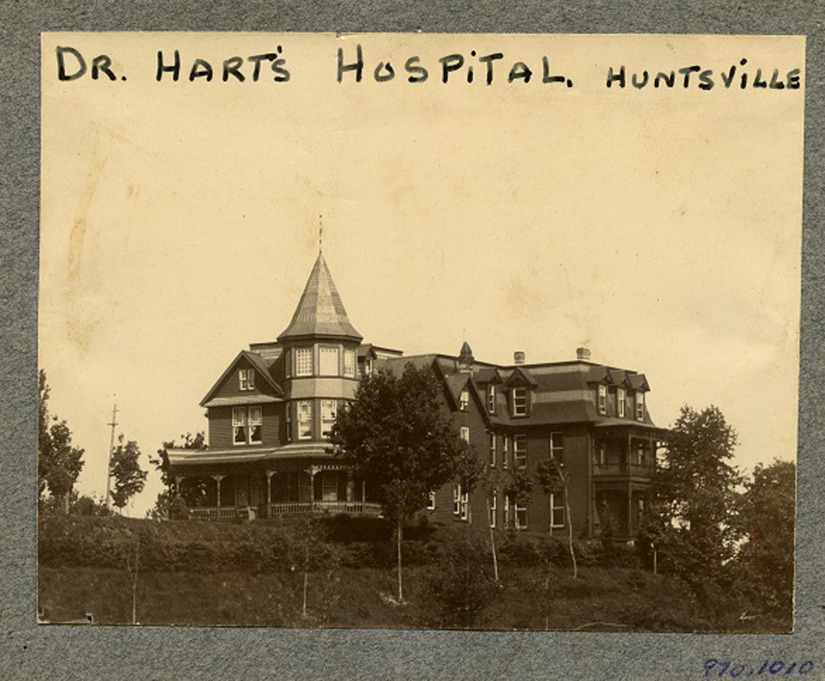 This photo, courtesy of Muskoka Heritage Place,shows the Hart House with the hospital wing before it was decommissioned.