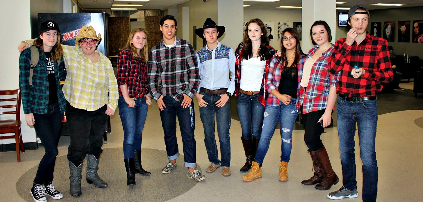 (From left) Emma Flaxman, Jessica Embury, Mary MacMillan, Tyler Pearse, Josh Martin, Cora Cushman, Laura Laksmono, Emma Collins and Couper Ebbs-Picken embody the spirit of the west for Wild West Day