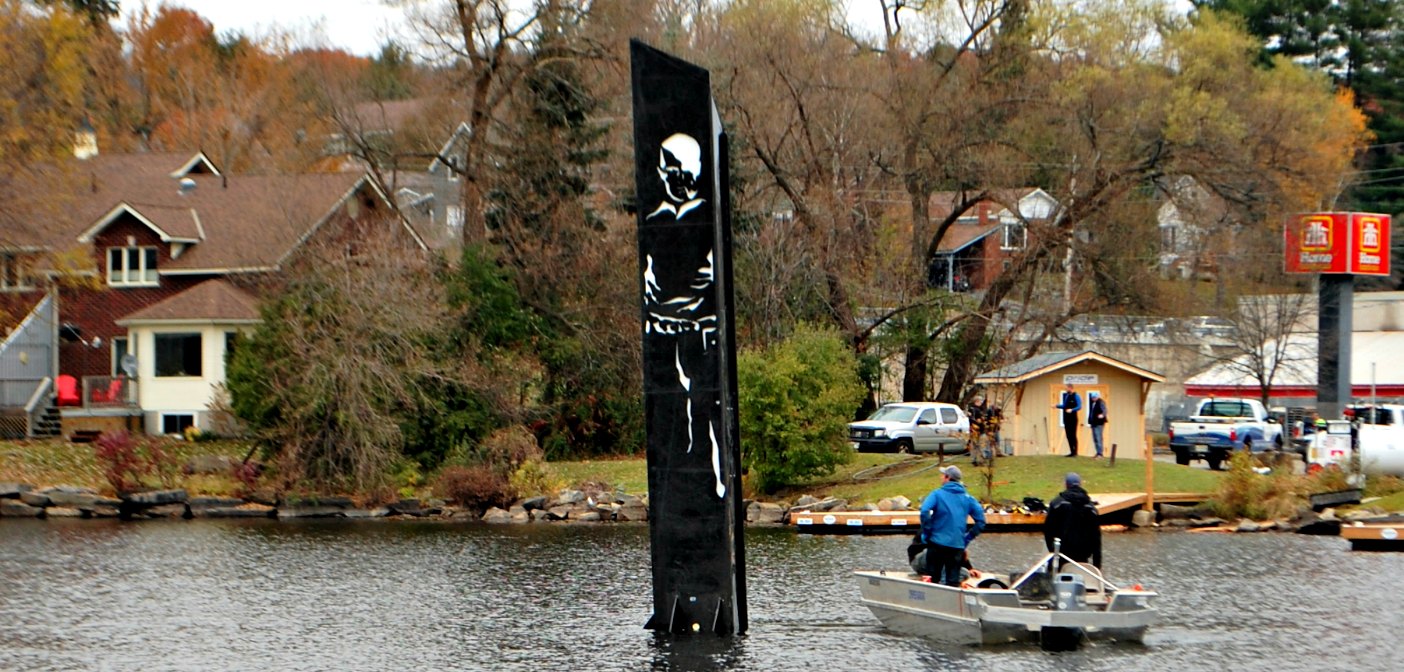 Pipe Man overlooks the Town Docks. The sculpture was installed by Pipefusion staff on November 3, 2016.