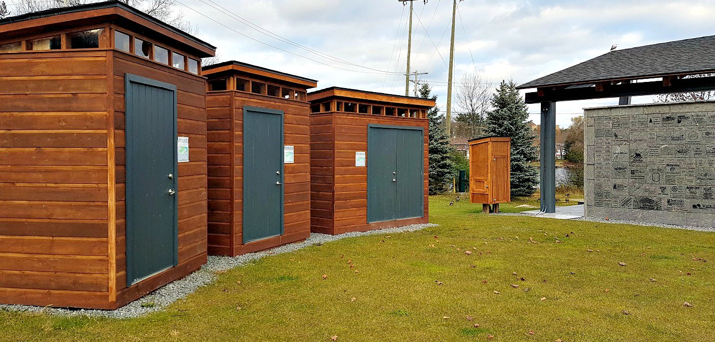 Could one of these storage sheds in River Mill Park become a washroom?