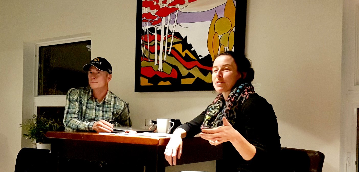 Willis Bullen (left) and Jen Nicholson share their experience of the extreme paddling race, Muskoka River X