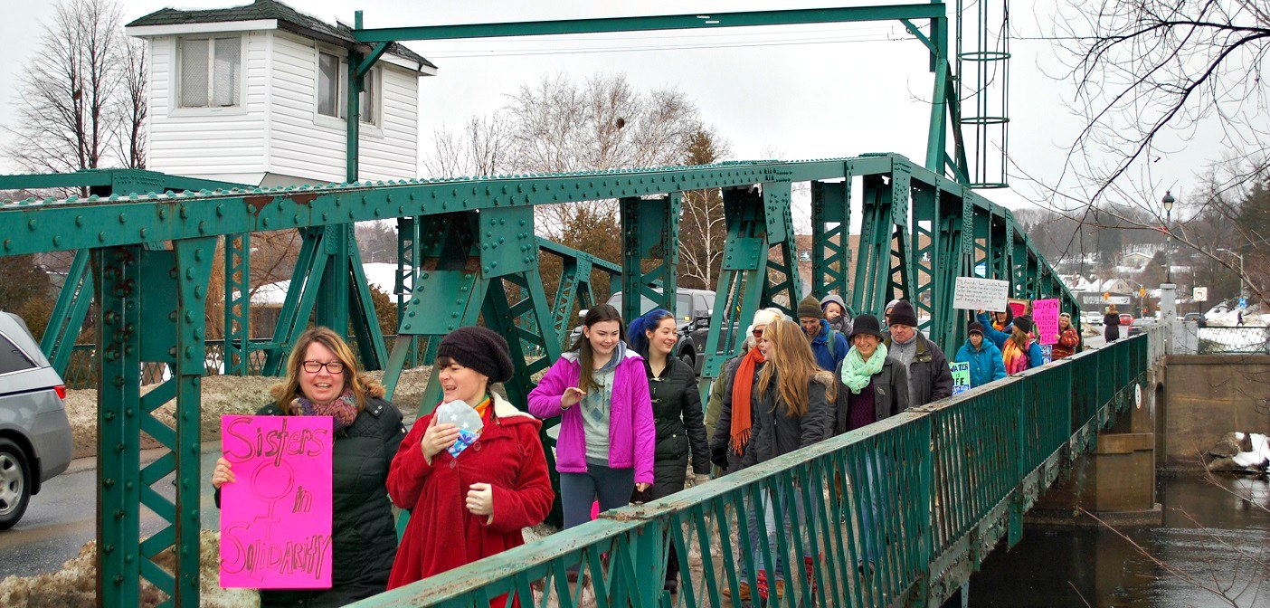 #sistermarch organizer Ruth Cassie (front at right in red) with fellow marcher Emma Platts-Boyle