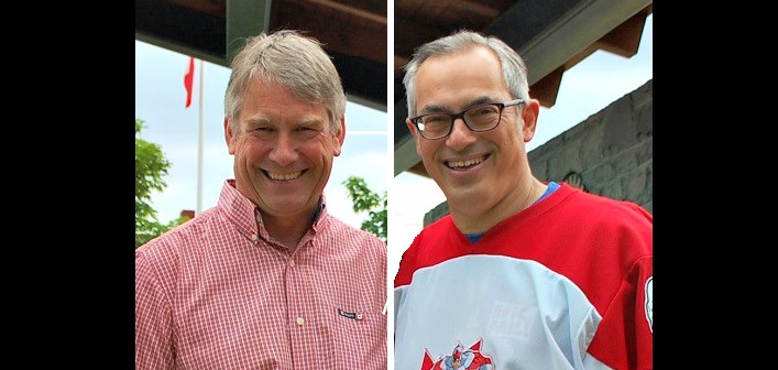 MPP Norm Miller (left) and MP Tony Clement at Canada Day 2016 celebrations in Huntsville