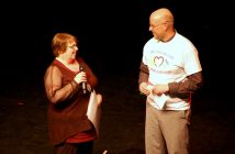 Cathy Stroud, Executive Director of Community Living Huntsville, thanks Dr. Drew for choosing the organization as the event's charity