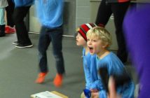 Runners on the Don Lough track had these enthusiastic volunteers cheering them on