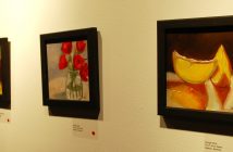 Every day tableaux of foods, flowers, and even clothing come to life in the vibrant oil paintings