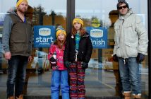 (From left) Frank Berg, Isabel Berg, Sylvie Berg and Jesse Marshall get ready to start their walk