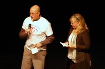 Dr. Drew Markham (with host Helena Renwick) thanks the performers, volunteers and organizers who made Huntsville's Got Talent possible