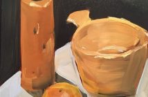 Helena's first painting of the challenge: "Grandma's Yellow Cup (Photo courtesy of Helena Renwick)
