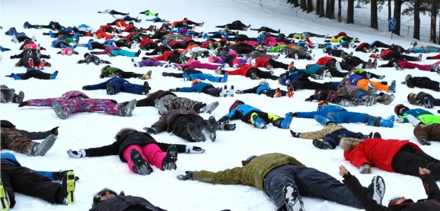 Ski patrol makes snow angel world record attempt at Hidden Valley Highlands Ski Area