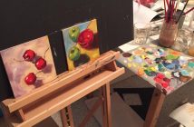 Helena's creative space was alive with colour every day (Photo courtesy of Helena Renwick)