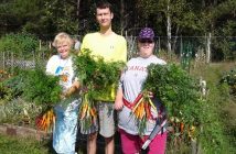 (From left) Brenda Wood, Ryan O'Connor and Margo Cybulski in the Community Living Garden (submitted photo)
