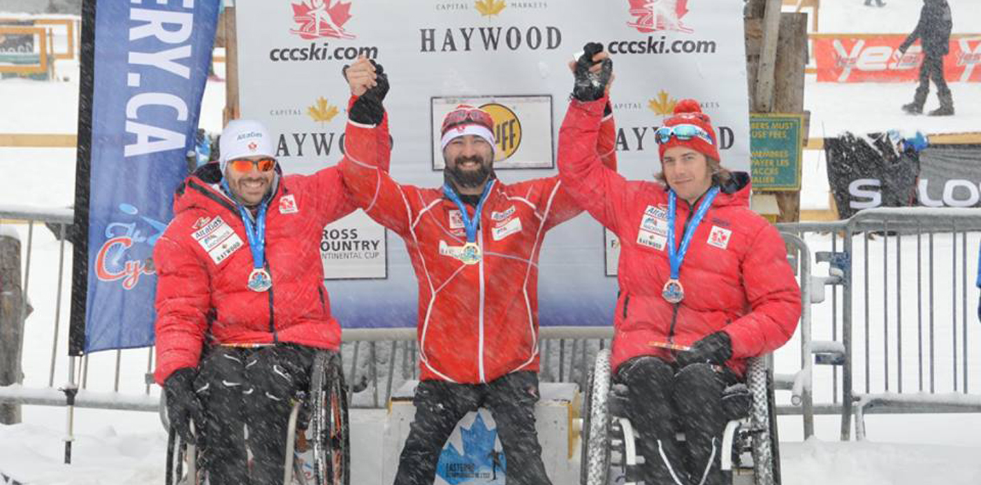 With a string of personal bests this season, including impressive results at the World Para Nordic Skiing Championships last month, Collin Cameron (centre) isn’t slowing down (Photo: Christie Reid-Hess)