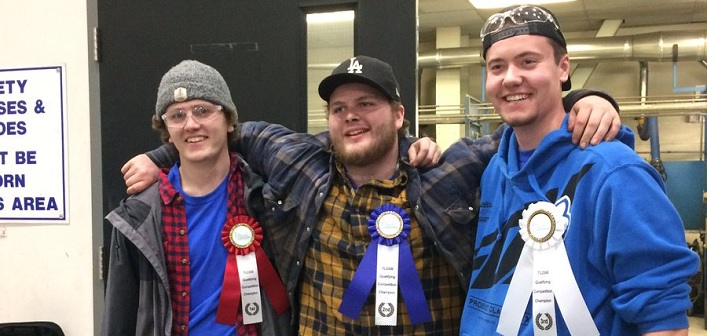 (From left) Matt Morgan, Jordan Aubin-Vardy and Scott MacDonald took the top three spots at a Skills Ontario welding qualifier (supplied photo)
