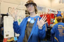 Doug Nadrofsky shows off his steampunk attire in keeping with the competition's theme