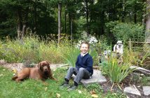 Heather's son Ashton and dog Kenya enjoy the natural gardens, too