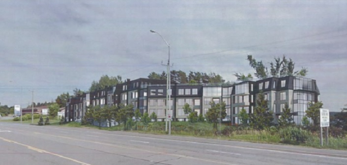 A rendering of the roadside view of the proposed Highway 60 development