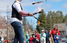 Kobbler Jay wowed the crowd by juggling torches while walking on broken glass