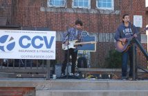 Live music played on the steps of Town Hall all day long