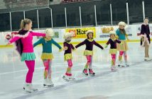 Level 3 CanSkate Girls (Hailey Ellis, Claire Feltis, Taylor Grace-Pringle, Islette Grieb, Regan Markle, Jordyn Taylor with PAs Mary MacMillan and Ashley Vallentin)